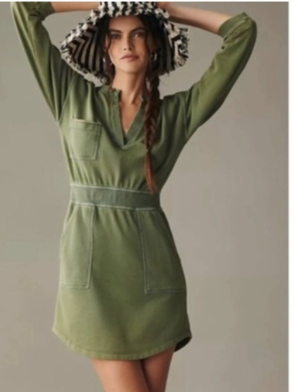 Anthropologie Daily Practice Utility Mini Dress Sweatshirt Size Small